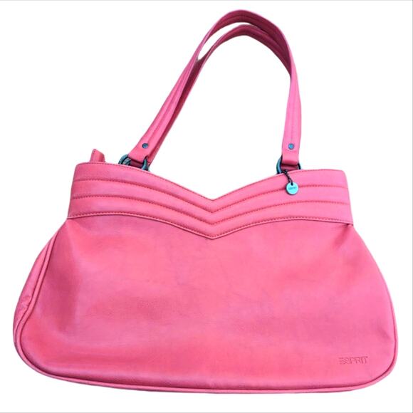 Vintage Esprit 80s Barbie Pink Faux Leather Vegan Classic Shoulder Bag - Picture 1 of 8